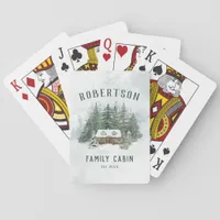 Family Cabin Rustic Pine Forest Personalized Poker Cards