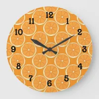 Oranges Pattern Background Large Clock