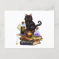 Black cat and magical supplies Postcard