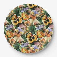 Graceful Stylish Gorgeous Vintage Pattern Pansies Paper Plates