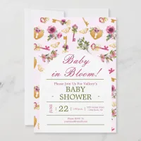 Burgundy Bloom Floral Baby Shower  Invitation