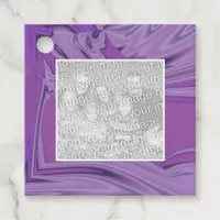 Add your photo purple abstract border favor tags