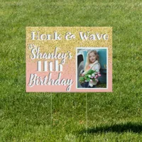 drive by kids gold glitter birthday lawn template sign