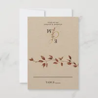 Simple Fall Leaves Wedding Foldable Place Cards