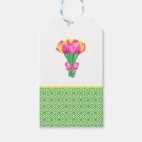 Pink and yellow Tulip Bouquet  Gift Tags