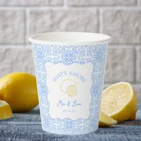 That's Amore Lemon Blue Tiles Amalfi Italy Wedding Paper Cups