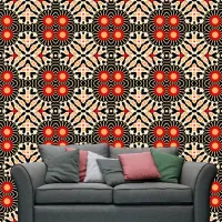 Bold Colored Intricate Ethnic Bohemian Folk Art Wallpaper