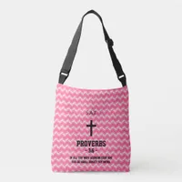 Magenta Zigzag Pattern Bible Verse Christian Crossbody Bag