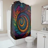 Cute swirls of reds and blue colours  shower curtain