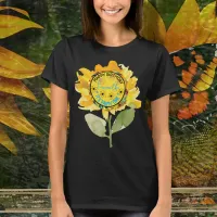 Sunflower Mom's Birthday Girl Black T-Shirt