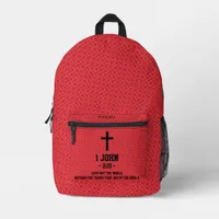 Vivid Red Pattern Bible Chapter Verse Christian Printed Backpack