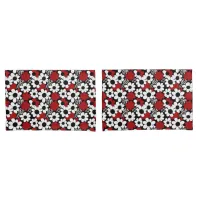 Pretty Floral Pattern in Red, Black and White Pillow Case