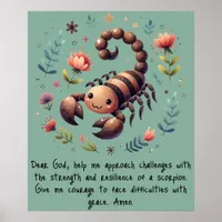 Kids Christian Prayer Woodland Scorpion on Green | Poster