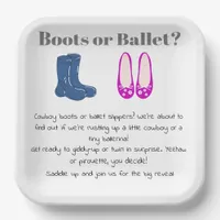 Boy or Girl Cowboy Boots Balet Gender Reveal Paper Plates