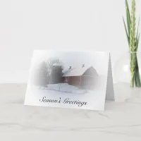 Snow Covered Red Barn Country Christmas Card