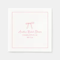 Whimsical Pink Coquette Bow Bridal Shower Custom Napkins