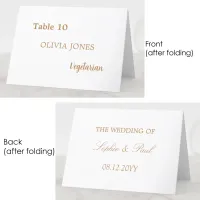 Individual Guest Golden Beige Wedding Place Card