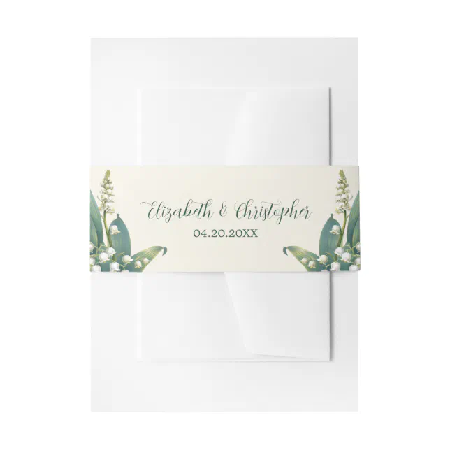 Elegant Lily of The Valley Floral Wedding Invitation Belly Band
