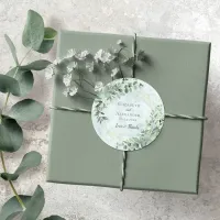 Marble Eucalyptus Greenery Geometric Wedding Classic Round Sticker