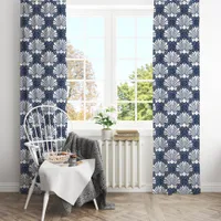 Navy & White Seashell Coastal Blackout Curtains