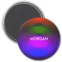 Custom Name Neon of Blue, Purple, Green & Orange Magnet