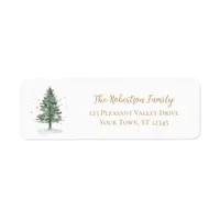 Watercolor Pine Tree Christmas Return Address Label