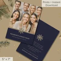 Holiday Blue and Gold Snowflake Photo Business