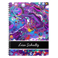 Purple, Blue Colorful Bubbles Abstract Modern  Notebook