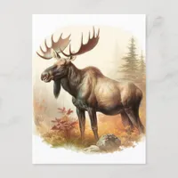 Watercolor Moose Postcard