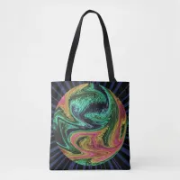 Wacky Neon Marble Graphic Tote Bag