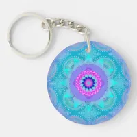 Lotus Bloom Turquoise Mandala Keychain