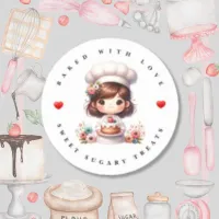 Modern Baked With Love Bakery Sticker