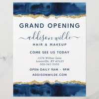 Navy Blue And Gold Watercolor Business Flyer