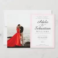 Elegant Blush Pink Photo Monogram Formal Wedding Invitation