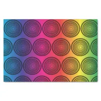 Trendy Black Circles on Rainbow Background Pattern Tissue Paper