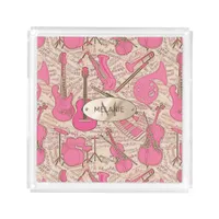 Sheet Music and Instruments Pink/Ivory ID481 Acrylic Tray