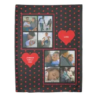 Photo Collage Family Personalized Red Heart & Name Duvet Cover