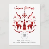 Red Nordic Christmas Company Logo Business Holiday Postcard