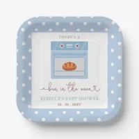 Bun In The Oven Blue Baby Boy Baby Shower Paper Plates