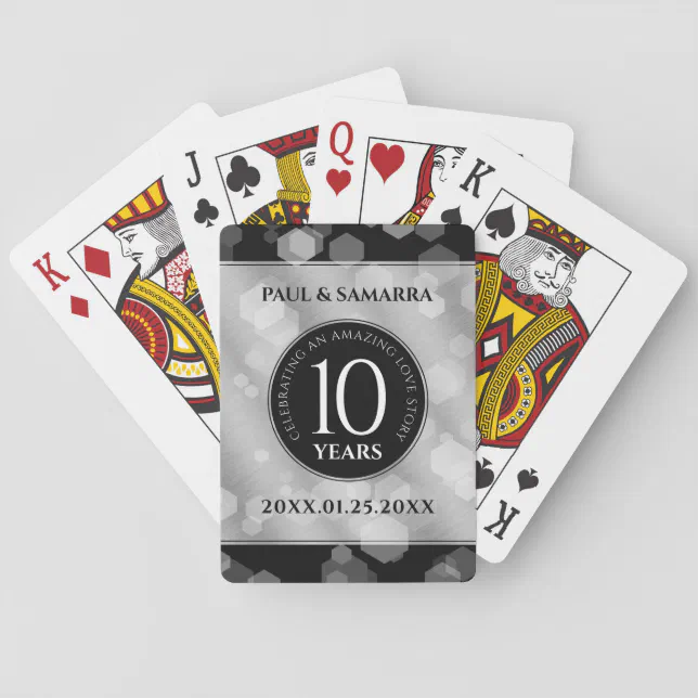 Elegant 10th Tin Wedding Anniversary Celebration Poker Cards