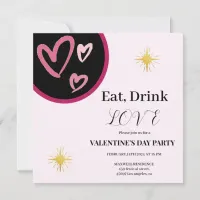 Bright Eat, Drink and Love Valentine's Day Party Invitation