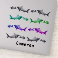 Shark After Smaller Fish Clay Pattern Add Name Sticker