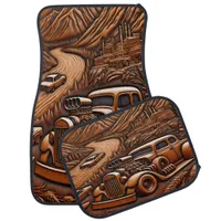 Vintage Car in Leather Design Car Floor Mat