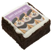 Cute Chic Corgi Dogs Wish You Happy Birthday Brownie