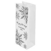 Faux Silver Winter Snowflakes Happy Holidays Wine Gift Bag