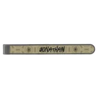 Monogram Name Black and Beige pattern | Gunmetal Finish Tie Bar