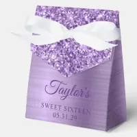 Glittery Light Purple Glam Sweet Sixteen Favor Boxes