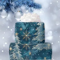  White Christmas Tree Snowflake Wrapping Paper