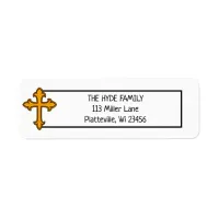 Religious Cross Family Name Label