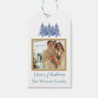  Blue Pagoda Merry Christmas Trees 1-Photo Gif Gift Tags